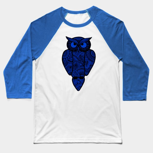 Owl (dark blue) Baseball T-Shirt by calenbundalas